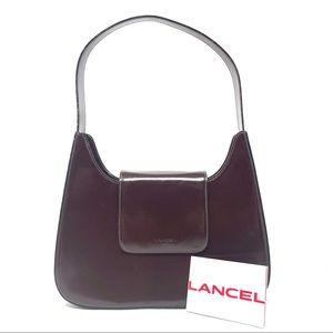 LANCEL Paris, dark burgundy structured leather purse, made in Italy